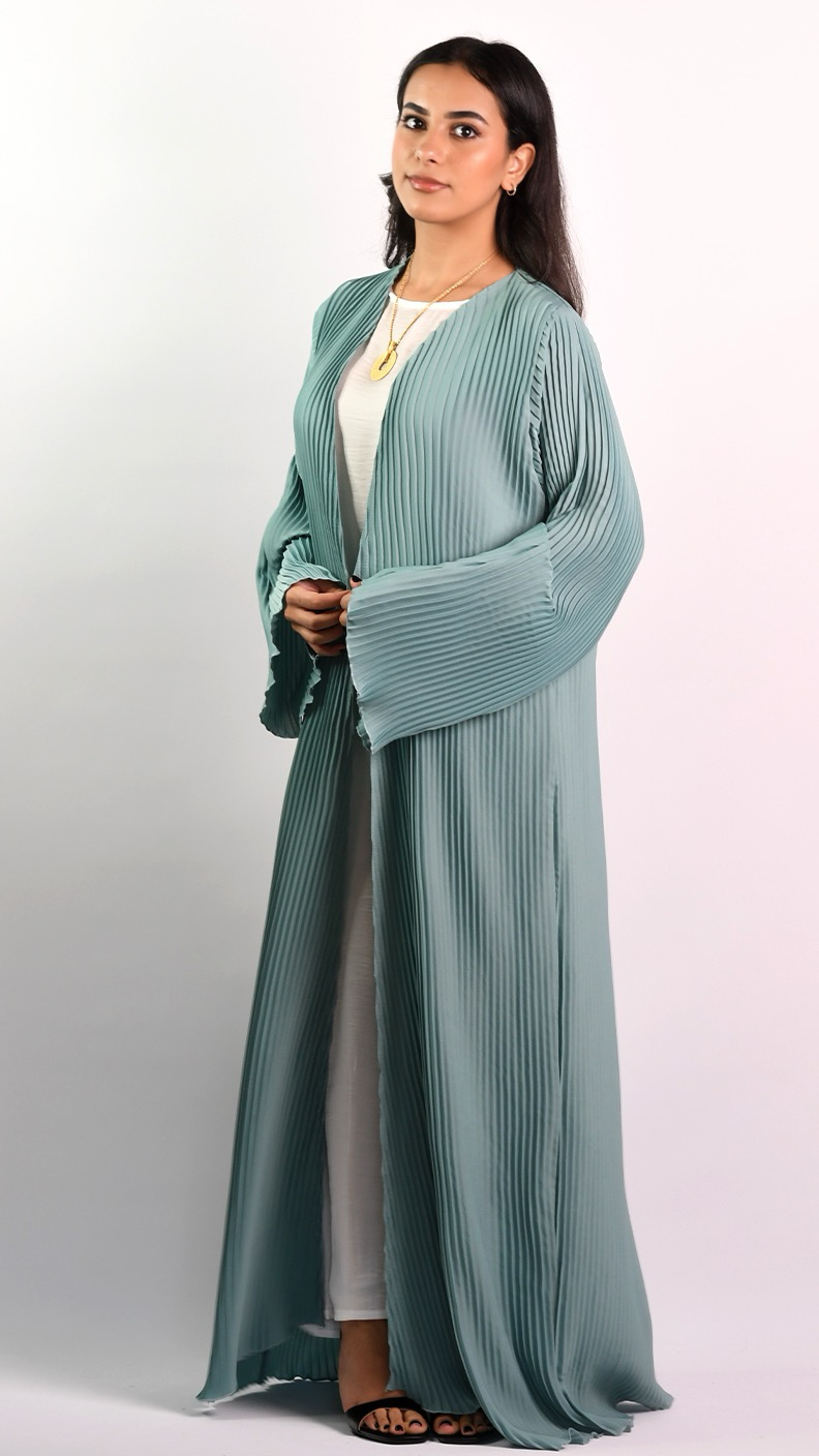 Aaliyah Open Abaya - Light Teal