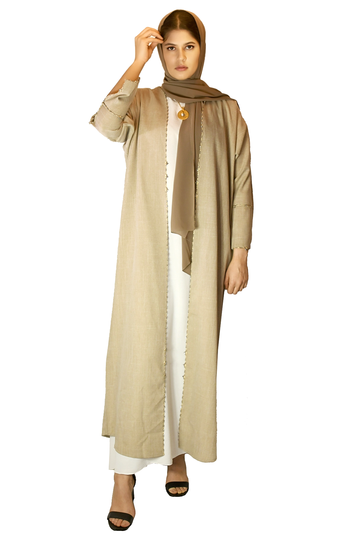 Zaynah Open Abaya - Beige