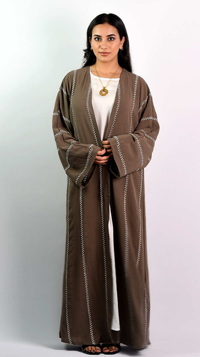 Nasira Open Abaya - Chocolate