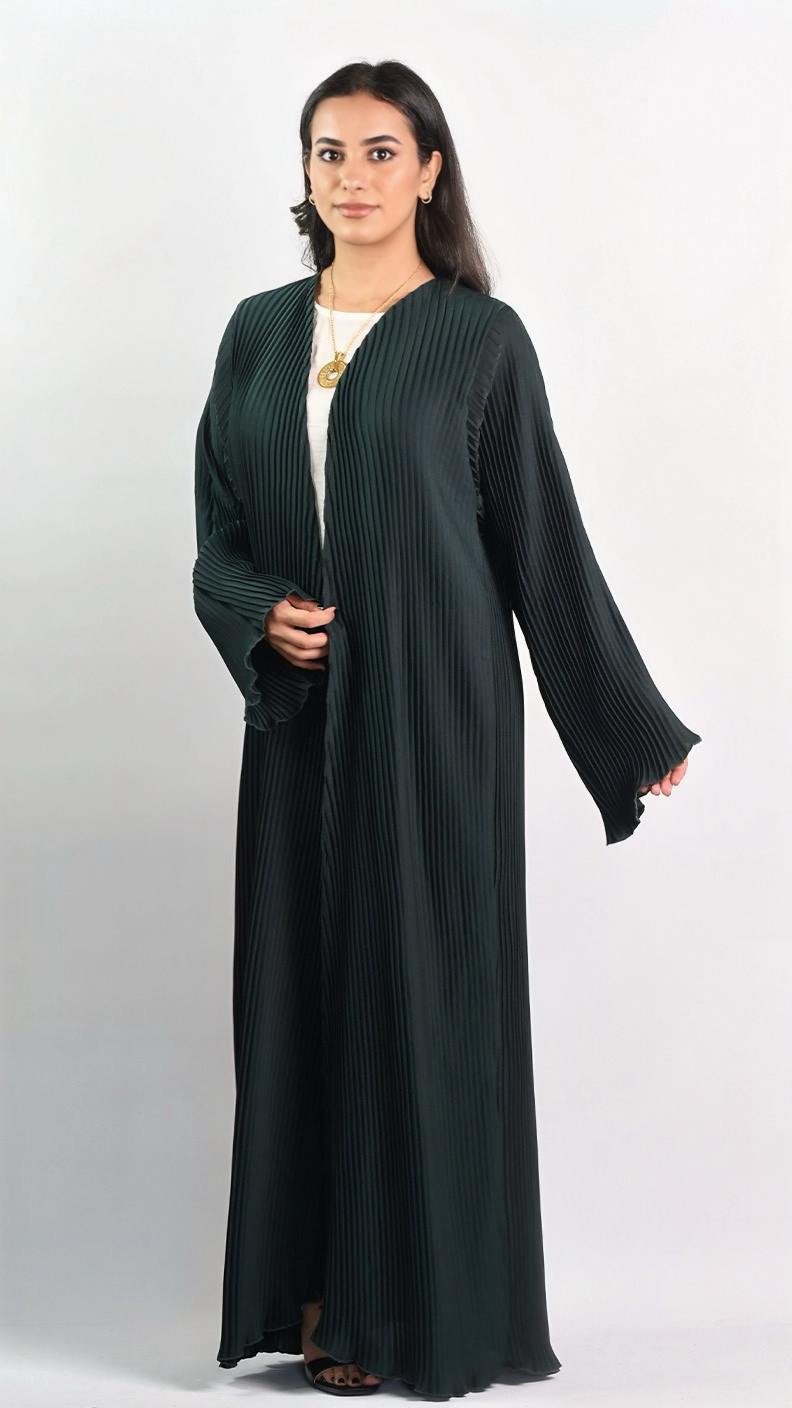 Aaliyah Open Abaya - Evergreen