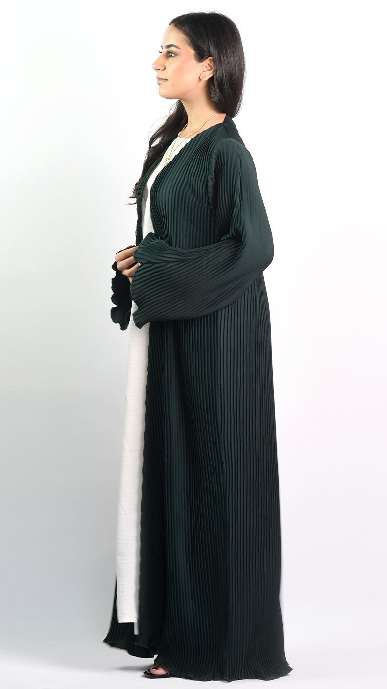 Aaliyah Open Abaya - Evergreen