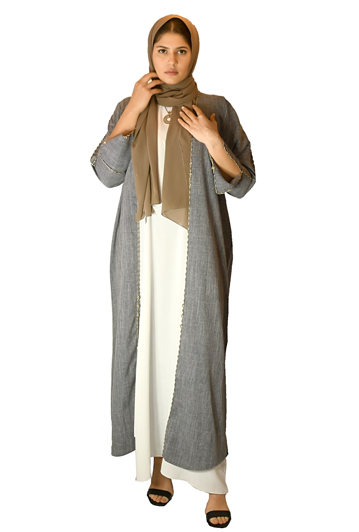 Zaynah Open Abaya - Gray