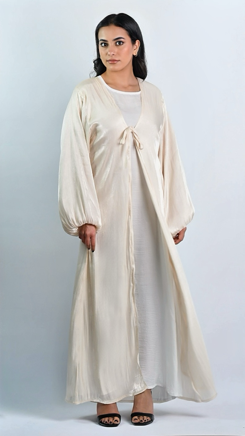 Leila Open Abaya - Pearl