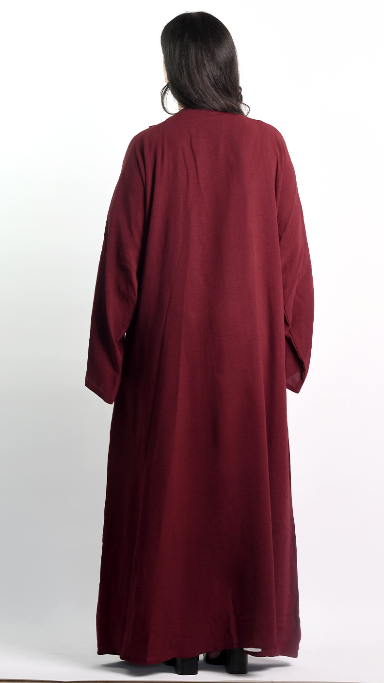 Mayada Open Abaya - Cherry