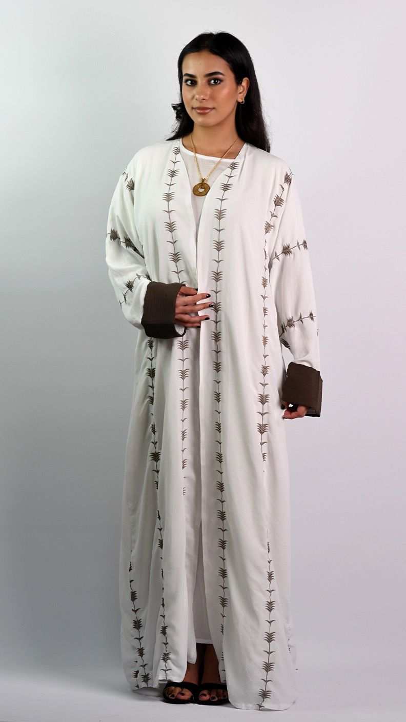 Farrah Open Abaya - White