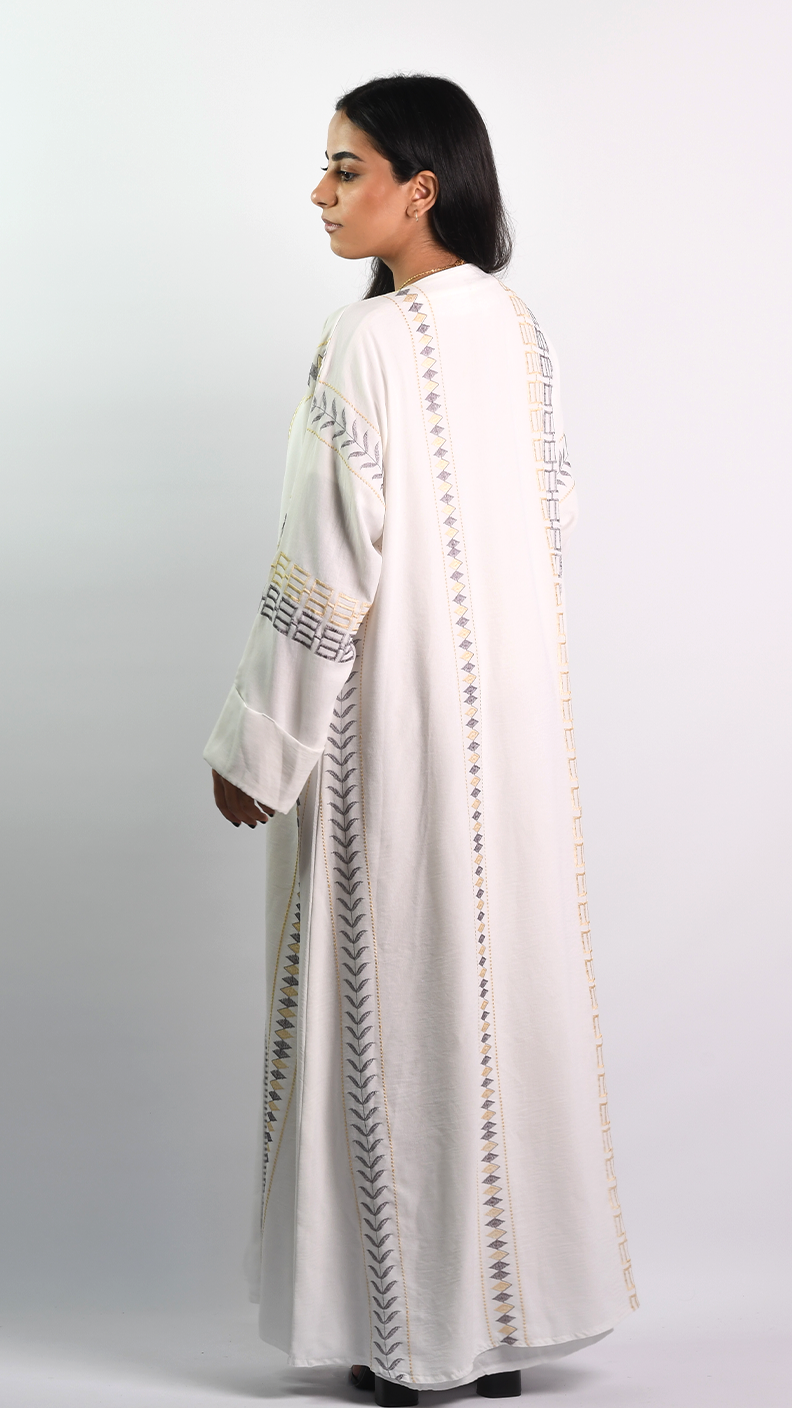 Fatima Open Abaya - White