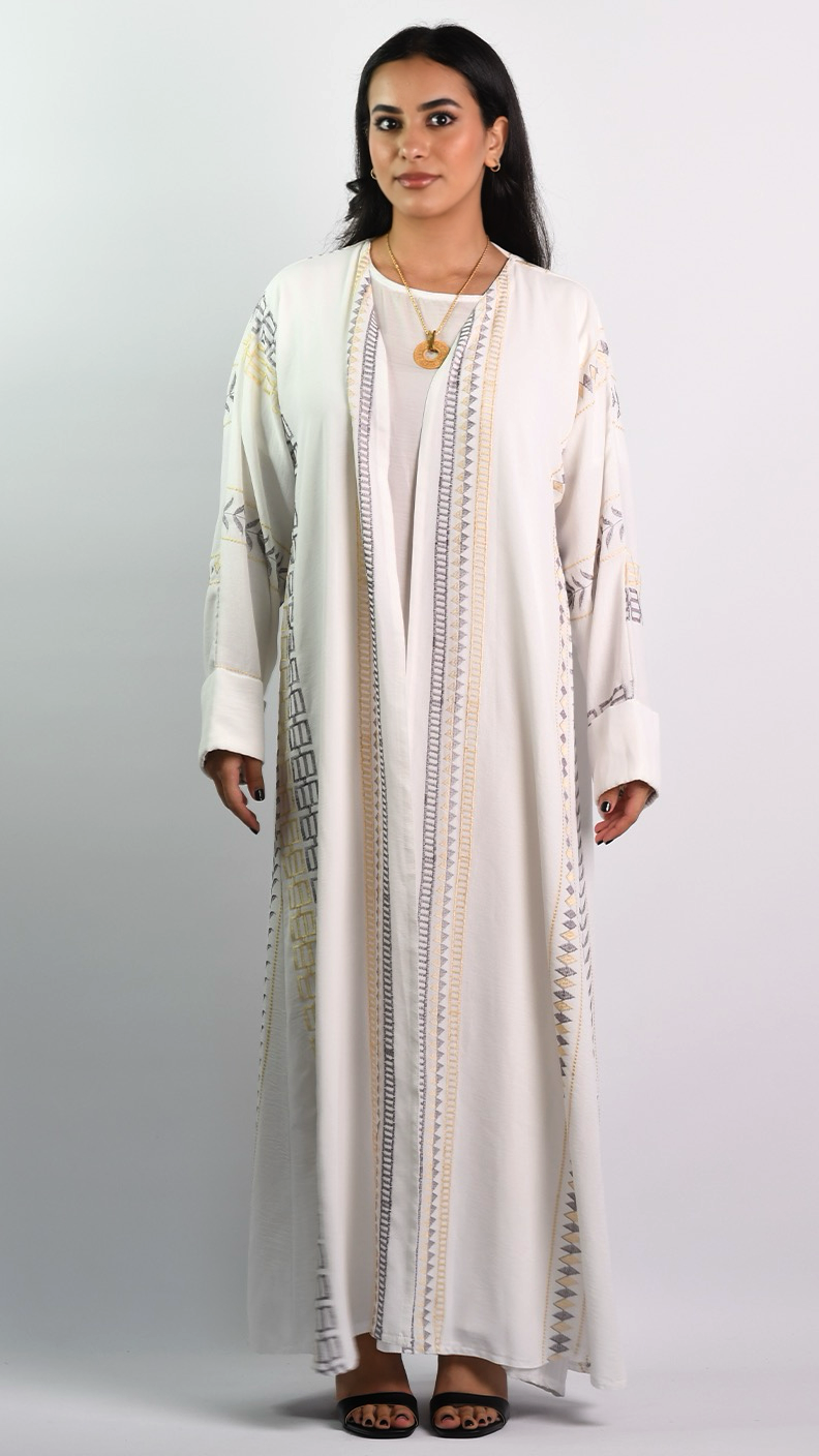 Fatima Open Abaya - White