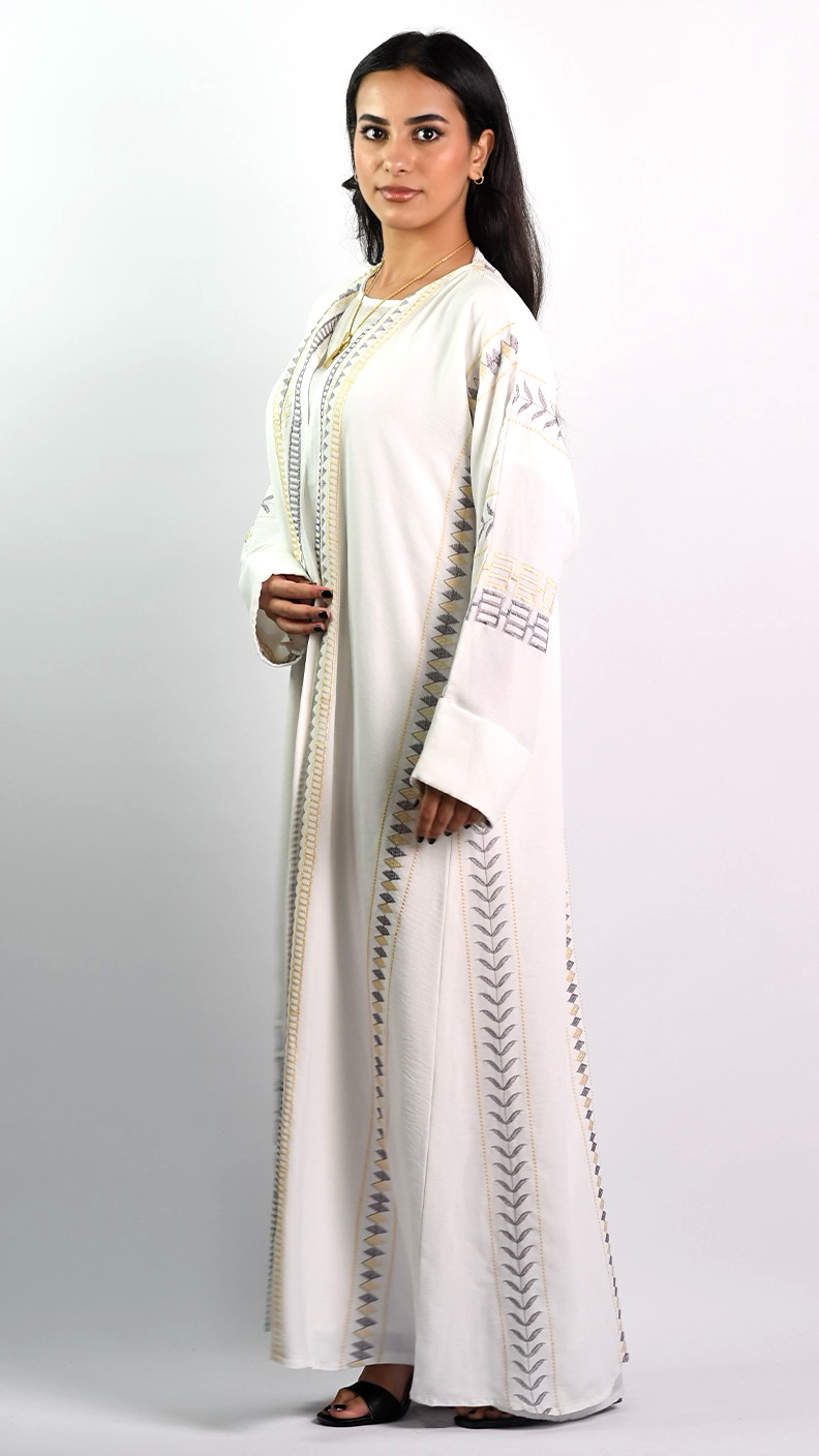 Fatima Open Abaya - White